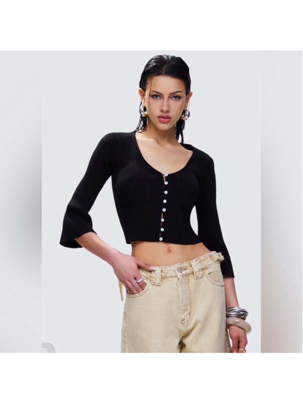 Finesse Kimmy Black Ribbed Cardigan Top 2X/3X CC21-21‼️LAST ONE LEFT